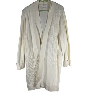 Charter Club Cream Cable Knit Long Cardigan Sweater XL